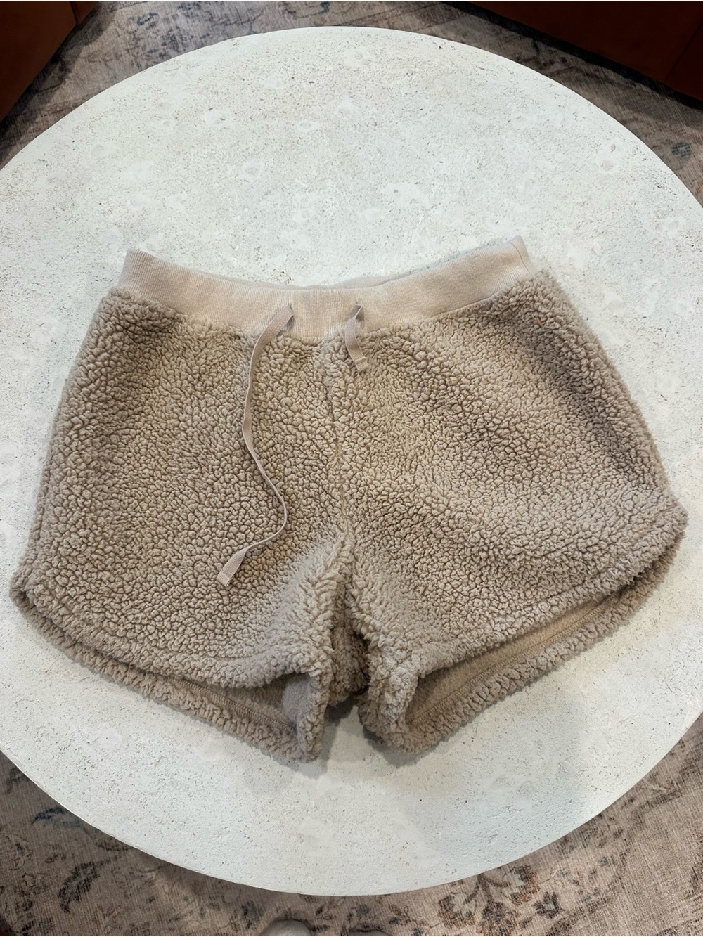 Gilly Hicks Plush Sherpa Athletic Shorts in Beige